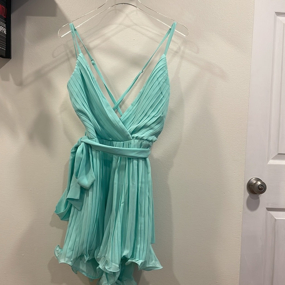 Luxxel Mint Green Pleated Romper